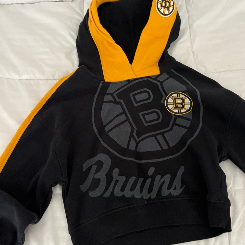 Boston Bruins Girls Cropped Hoodie - Black and Gold